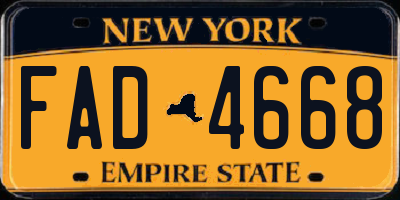 NY license plate FAD4668