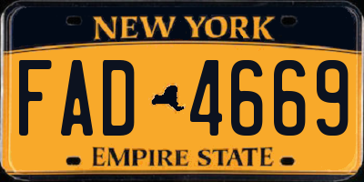 NY license plate FAD4669