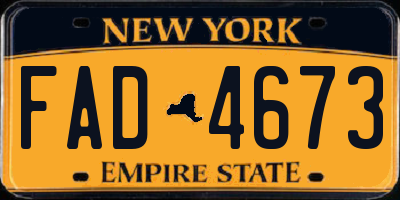 NY license plate FAD4673