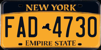 NY license plate FAD4730