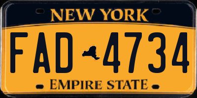 NY license plate FAD4734