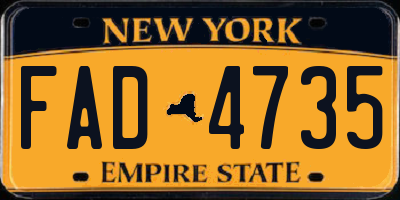 NY license plate FAD4735