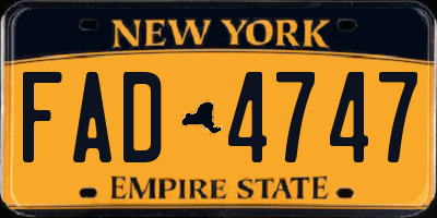 NY license plate FAD4747