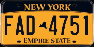 NY license plate FAD4751