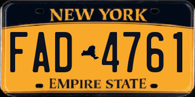 NY license plate FAD4761