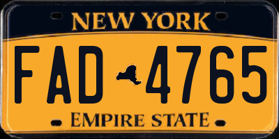 NY license plate FAD4765