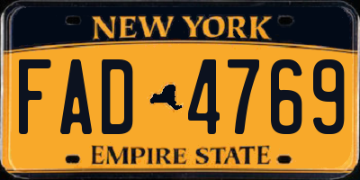 NY license plate FAD4769