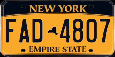 NY license plate FAD4807