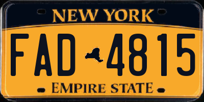 NY license plate FAD4815