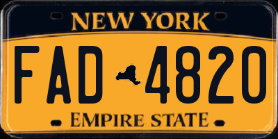 NY license plate FAD4820