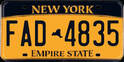 NY license plate FAD4835