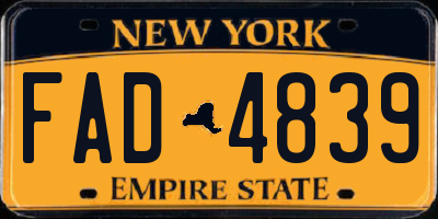 NY license plate FAD4839