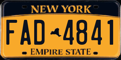 NY license plate FAD4841