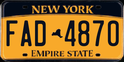 NY license plate FAD4870