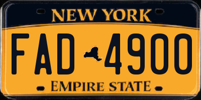 NY license plate FAD4900