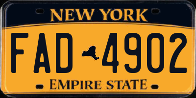 NY license plate FAD4902