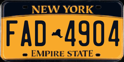 NY license plate FAD4904