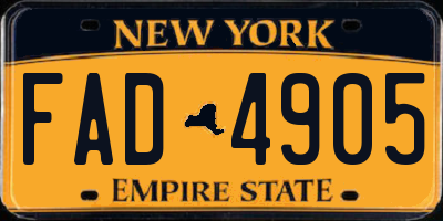 NY license plate FAD4905