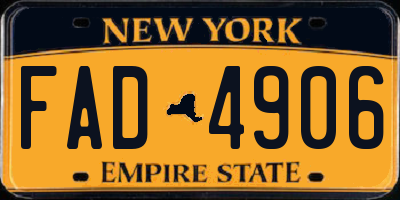 NY license plate FAD4906