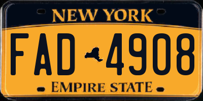 NY license plate FAD4908