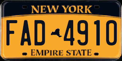 NY license plate FAD4910