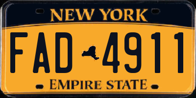 NY license plate FAD4911