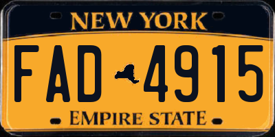 NY license plate FAD4915