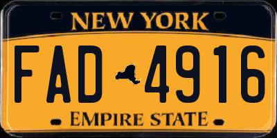 NY license plate FAD4916