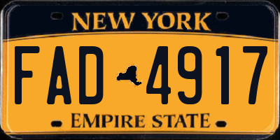 NY license plate FAD4917