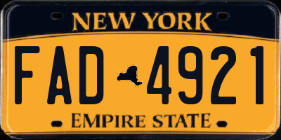 NY license plate FAD4921