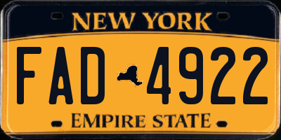 NY license plate FAD4922