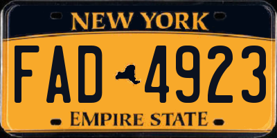 NY license plate FAD4923