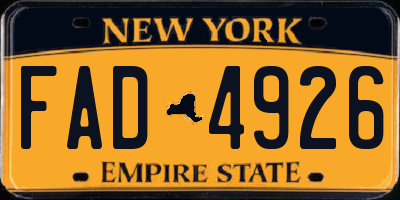 NY license plate FAD4926