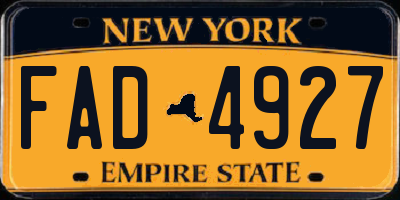 NY license plate FAD4927