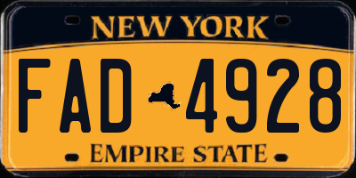 NY license plate FAD4928