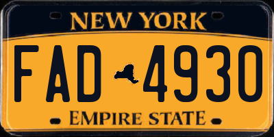 NY license plate FAD4930