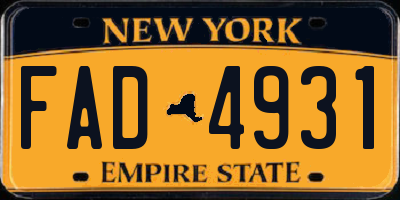 NY license plate FAD4931