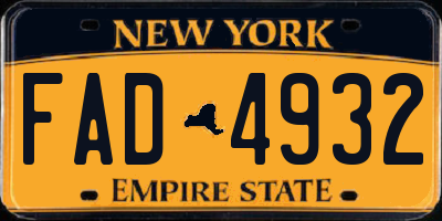 NY license plate FAD4932