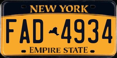 NY license plate FAD4934