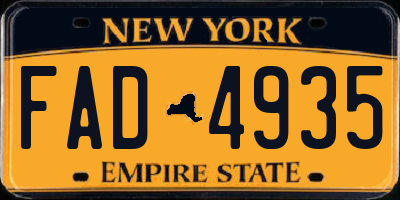 NY license plate FAD4935