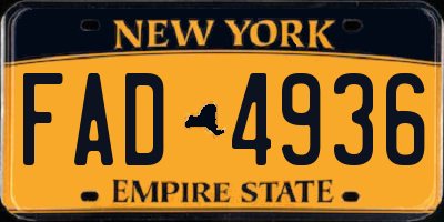 NY license plate FAD4936