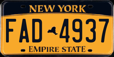 NY license plate FAD4937