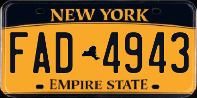 NY license plate FAD4943