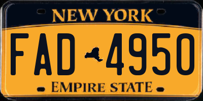 NY license plate FAD4950