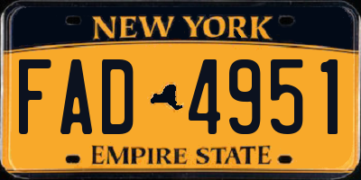 NY license plate FAD4951