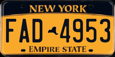 NY license plate FAD4953