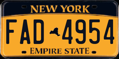 NY license plate FAD4954