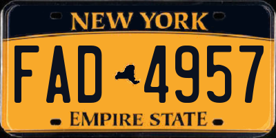 NY license plate FAD4957