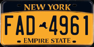 NY license plate FAD4961