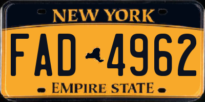 NY license plate FAD4962